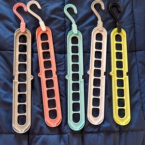HANGERS • 5 Colorful Closet Organizers • Plastic •